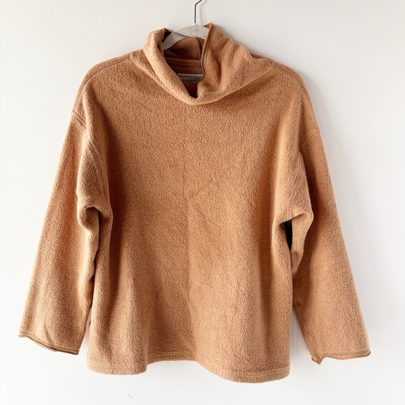 Elizabeth Suzann x Alabama Chanin Margaret Turtleneck Sweatshirt XS Camel - Picture 2 of 5